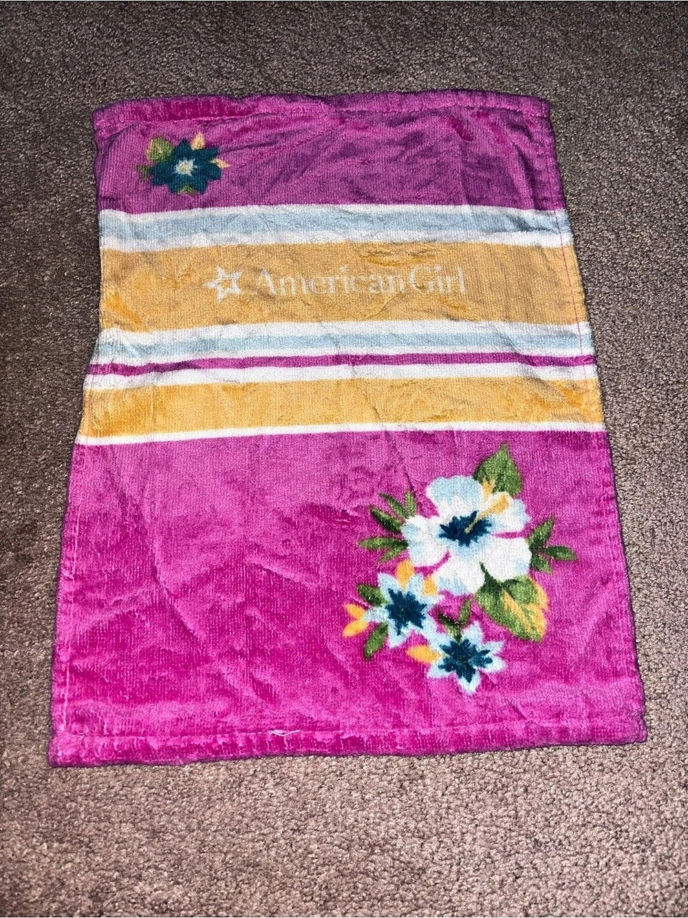 American Girl Doll Towel Pink & Yellow